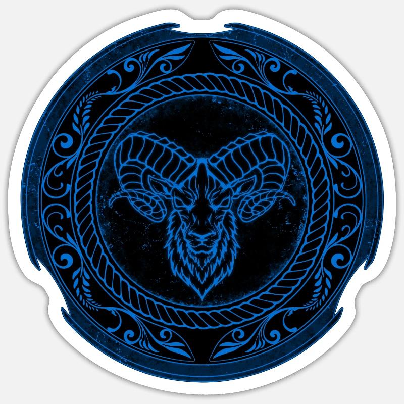 Wikinger Widder Aries - Sticker Größe S (10 x 10 cm) - Mattweiß