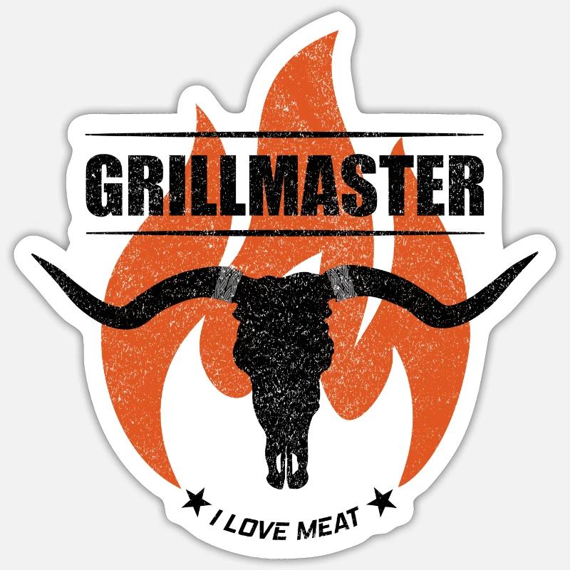 Grillmaster - Sticker taille S (10 x 10 cm) - blanc mat