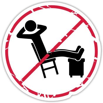 No relaxing zone sign - Sticker size S (10 x 10 cm) - white matte - Front