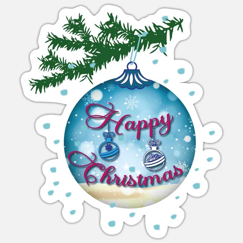 Blaue Kugel - Sticker Größe S (10 x 10 cm) - Mattweiß