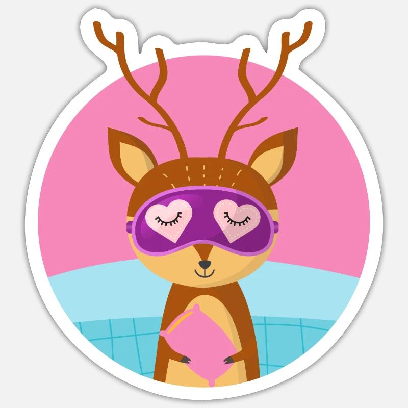 Fête des cerfs et pyjamas - Sticker taille S (10 x 10 cm) - blanc mat