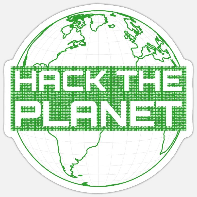 Pirater la planète - Green Globe Computer Hacker Sticker taille S (10 x 10 cm)