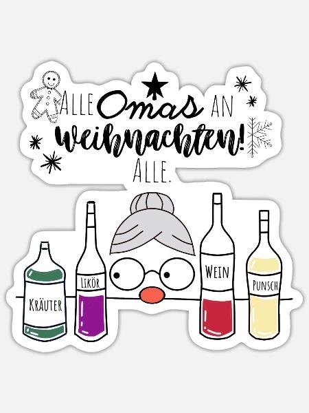 Omas an Weihnachten - Sticker Größe S (10 x 10 cm) - Mattweiß