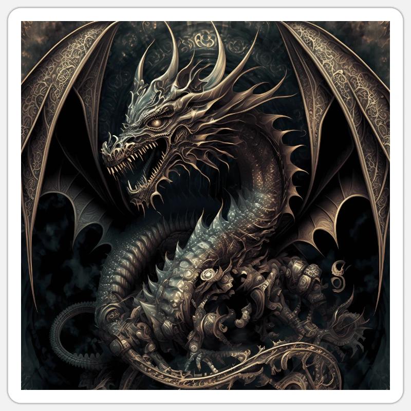 Couverture de Dark Fantasy Dragon Version 1 Sticker taille S (10 x 10 cm)