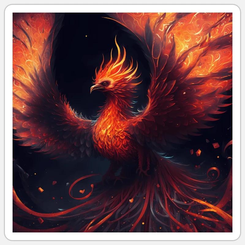 Flaming Phoenix - Sticker size S (10 x 10 cm) - white matte