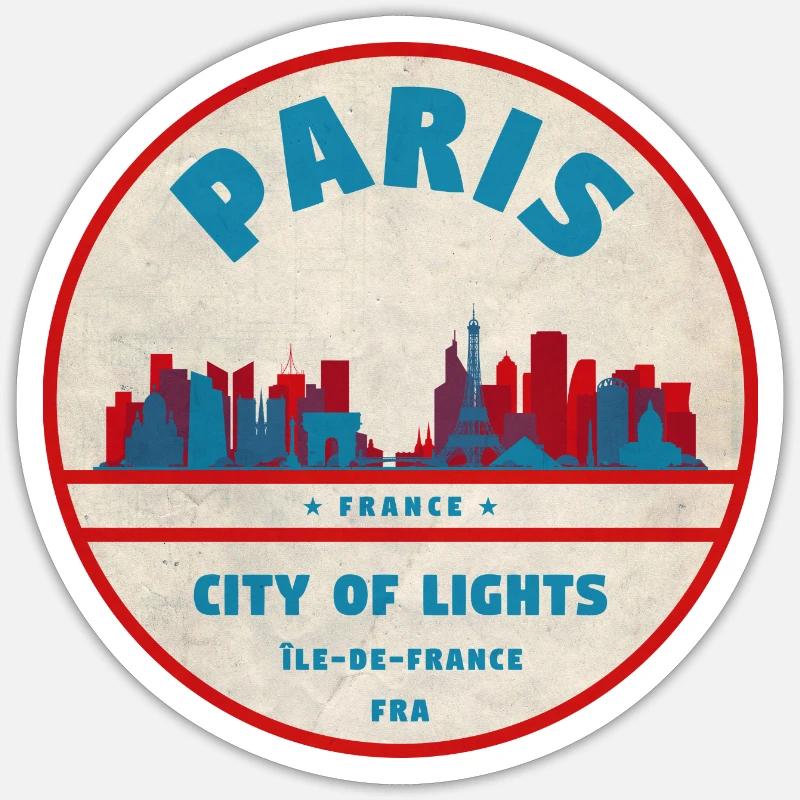 Pariser Stadtlichter Retro Abzeichen - Sticker Größe S (10 x 10 cm) - Mattweiß