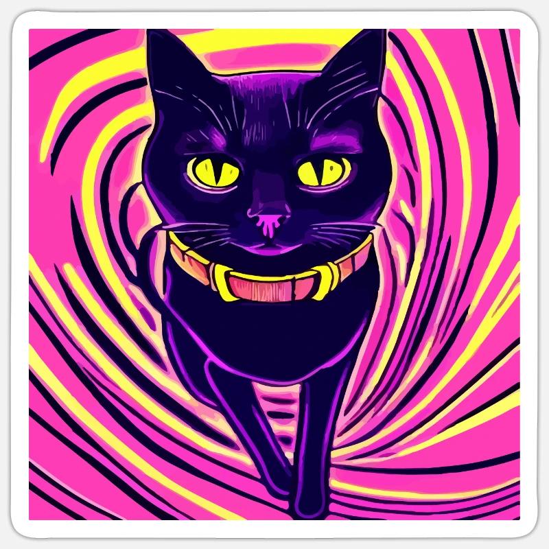 Illustration eines Porträts einer psychedelischen Katze Sticker Größe S (10 x 10 cm)
