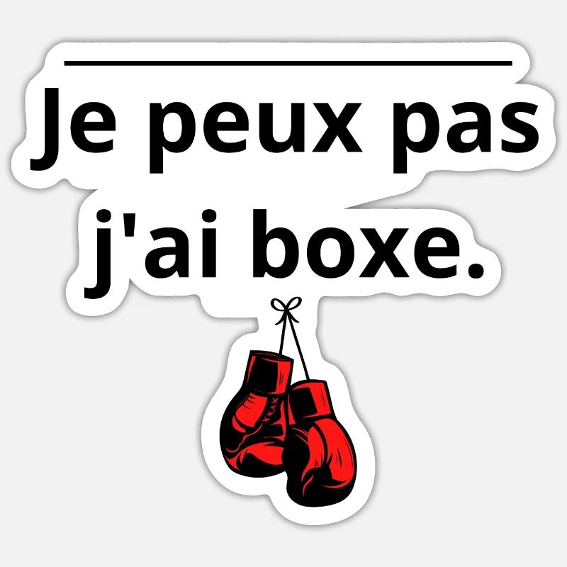 Je peux pas j ai boxe - Sticker taille S (10 x 10 cm) - blanc mat