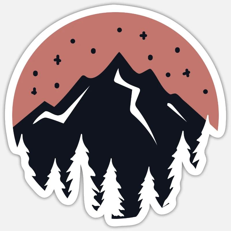 Retro-Winter-Schneelandschaft Gemütliche - Sticker Größe S (10 x 10 cm) - Mattweiß