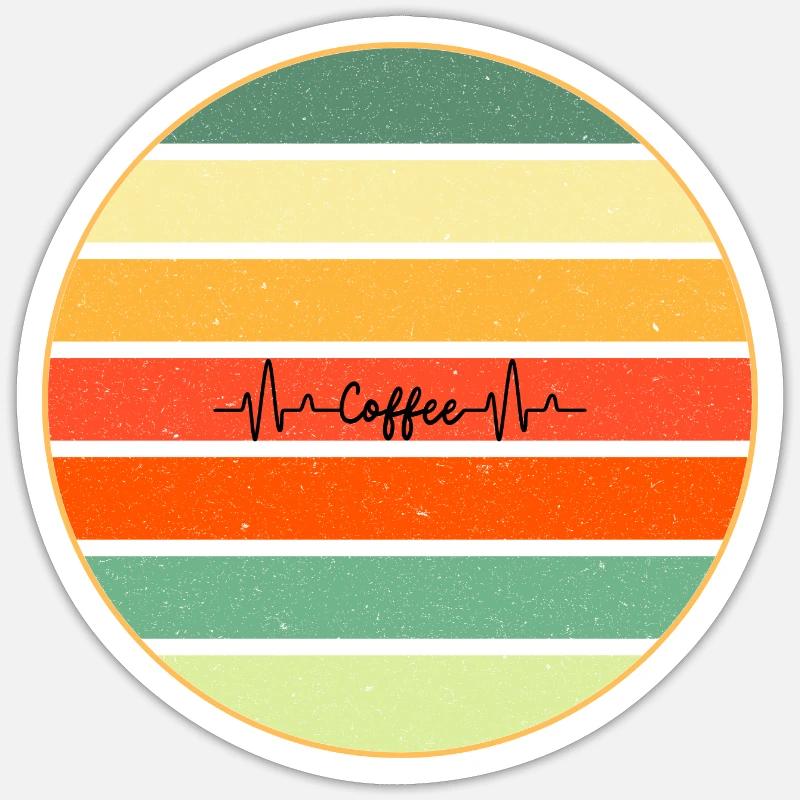 Café Rétro Coucher de soleil - Sticker taille S (10 x 10 cm) - blanc mat