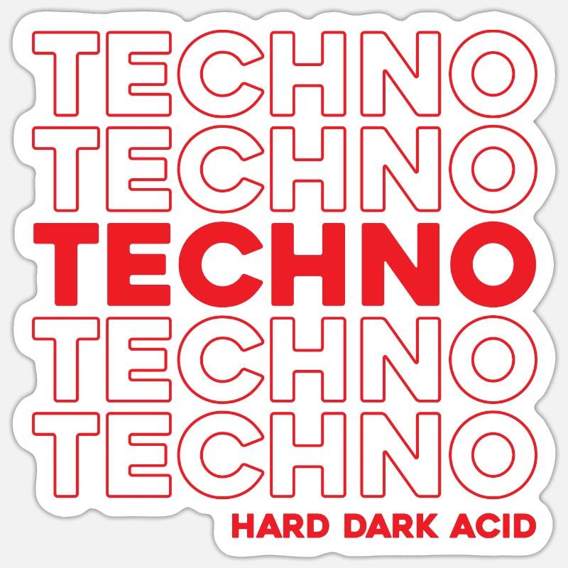 Techno Hard Dark Acid Techno Sticker taille S (10 x 10 cm)