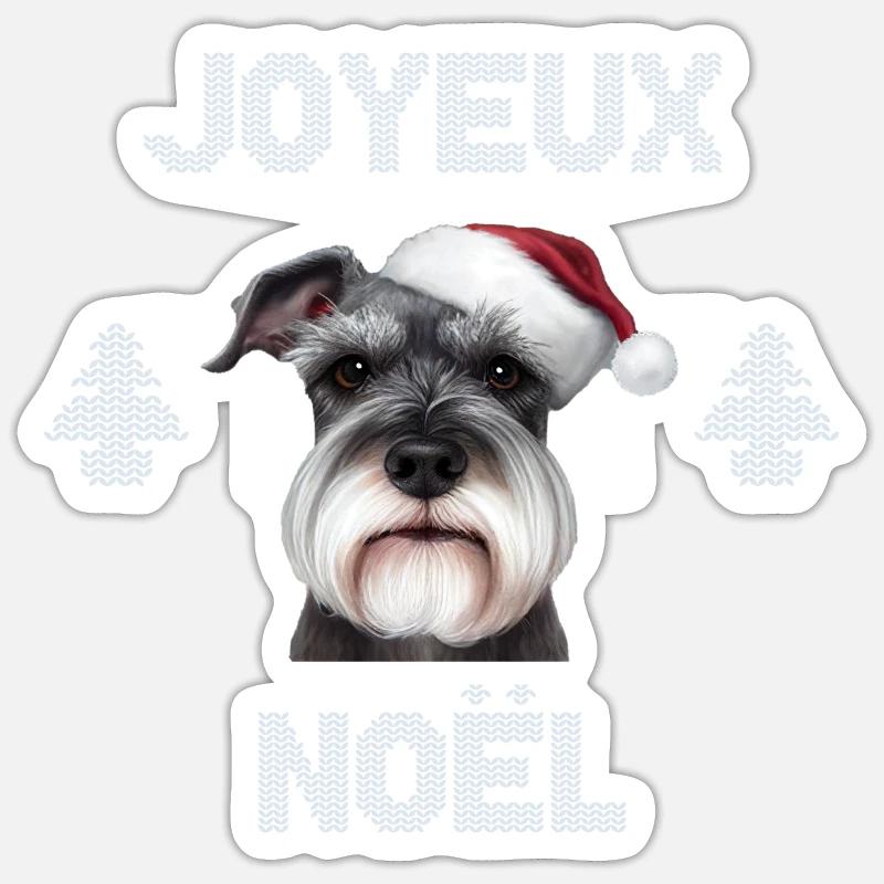 schnauzer pull noel joyeux noël chien Sticker taille S (10 x 10 cm)