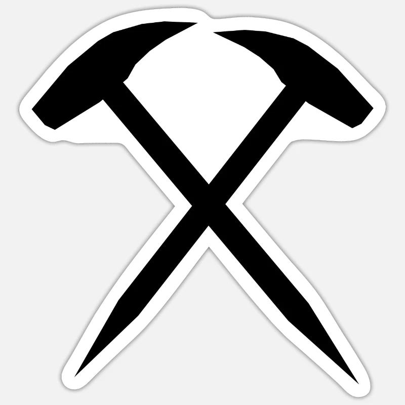 Mallets and irons, mining symbol Sticker size S (10 x 10 cm)