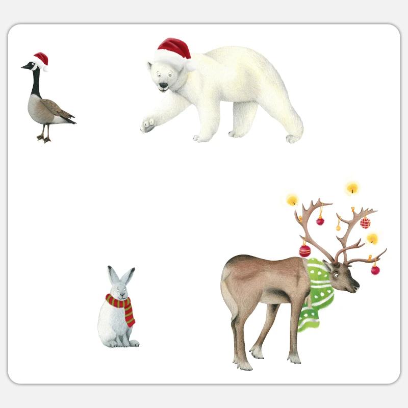 Noël - Sticker taille S (10 x 10 cm) - blanc mat