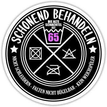 Schonend behandeln Schachtel 65 | Farben änderbar - Sticker Größe S (10 x 10 cm) - Mattweiß - Vorne