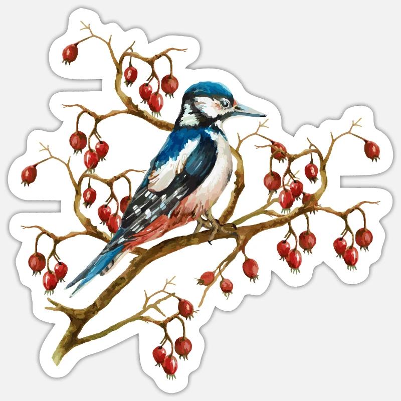 Bunter Vogel - Sticker Größe S (10 x 10 cm) - Mattweiß