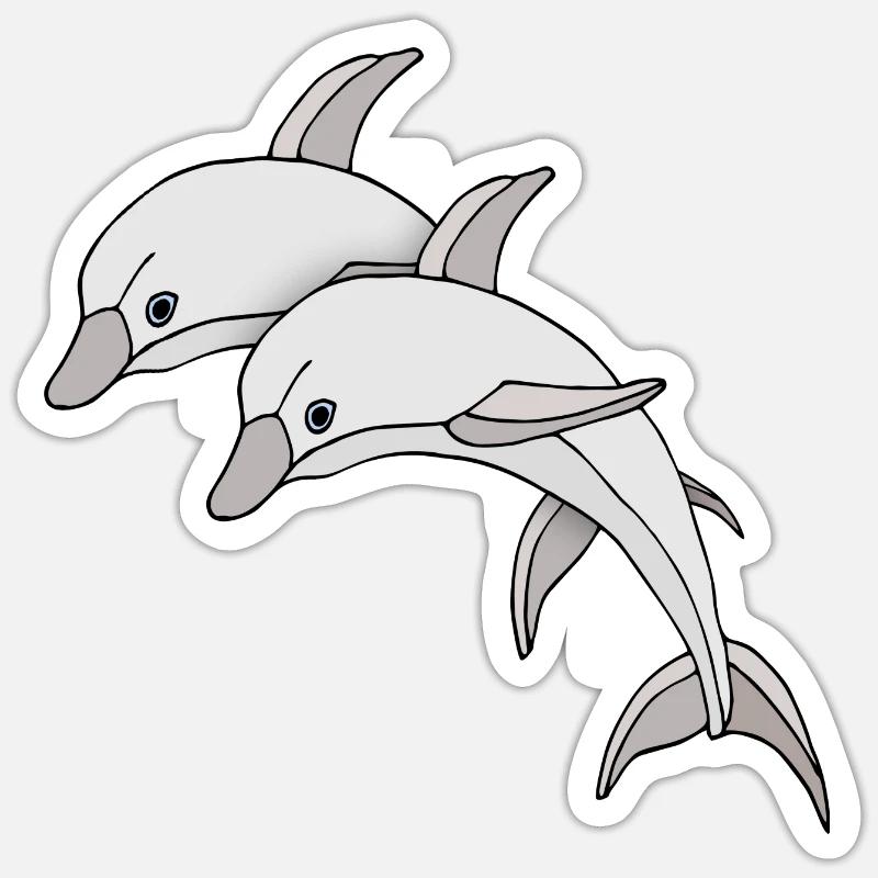 Dauphins - Sticker taille S (10 x 10 cm) - blanc mat