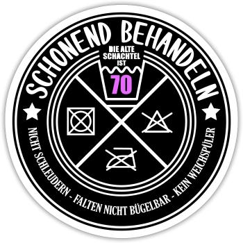 Schonend behandeln Schachtel 70 | Farben änderbar - Sticker Größe S (10 x 10 cm) - Mattweiß - Vorne