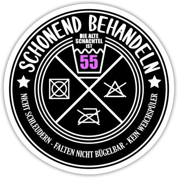 Schonend behandeln Schachtel 55 | Farben änderbar - Sticker Größe S (10 x 10 cm) - Mattweiß - Vorne