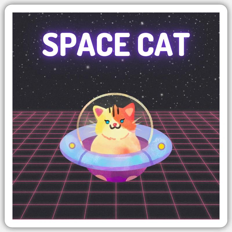 Space cat Sticker Größe S (10 x 10 cm)