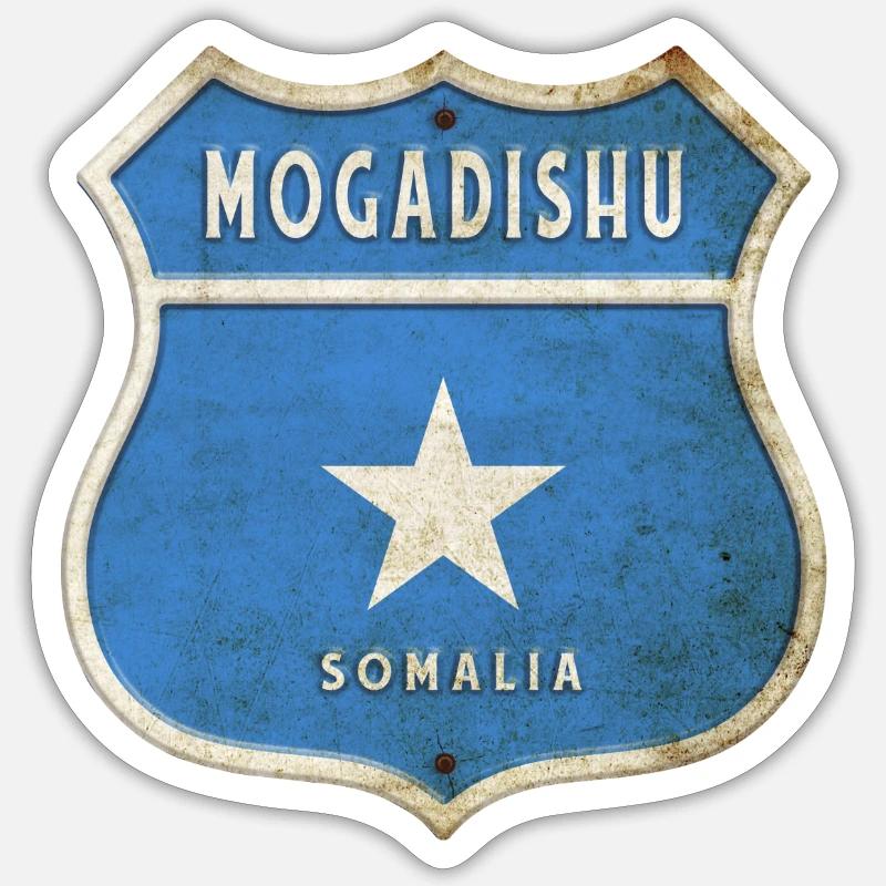 Mogadiscio Somalie Drapeau Design - Sticker taille S (10 x 10 cm) - blanc mat