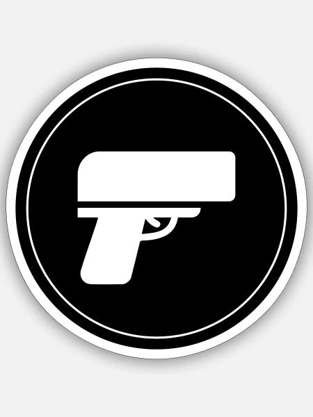 Waffe Money Rain Kreis - Sticker Größe S (10 x 10 cm) - Mattweiß
