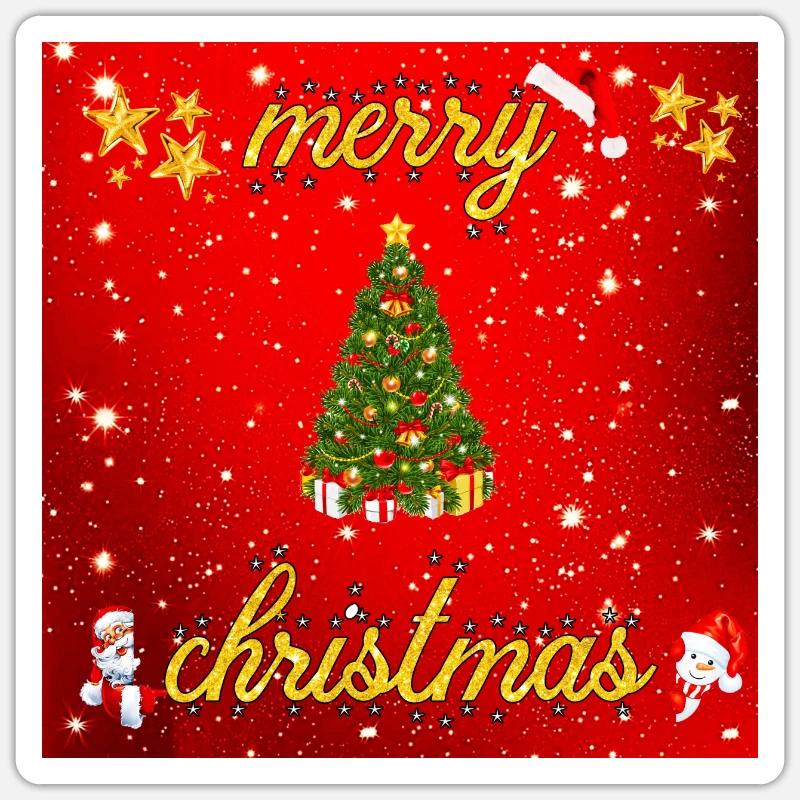 Frohe Weihnachten Version 2 - Sticker Größe S (10 x 10 cm) - Mattweiß