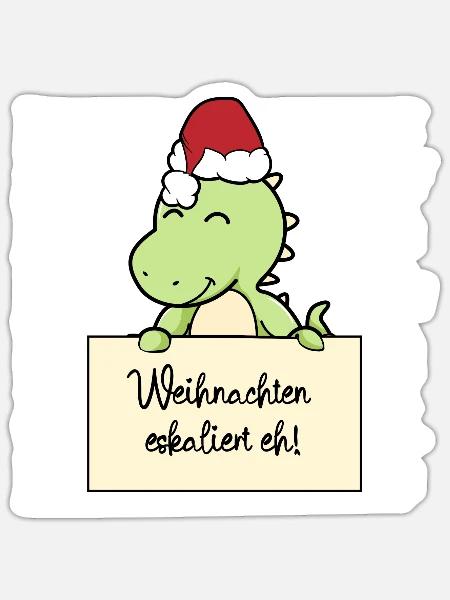 Es eskaliert eh lustige Weihnachten Dinosaurier - Sticker Größe S (10 x 10 cm) - Mattweiß