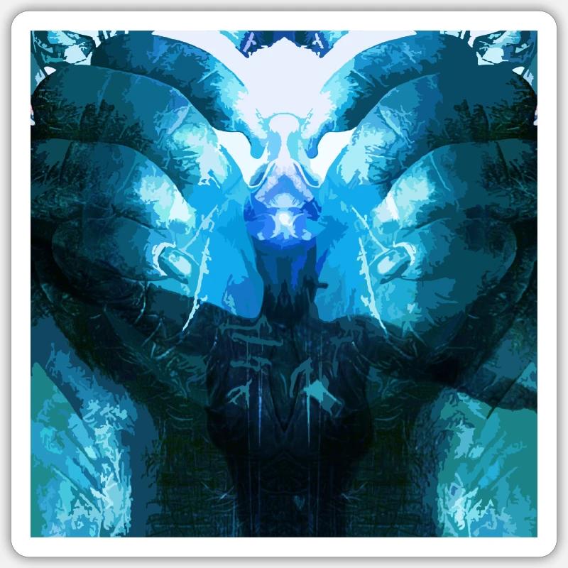 Reflective Deep Blue Creature - Sticker size S (10 x 10 cm) - white matte