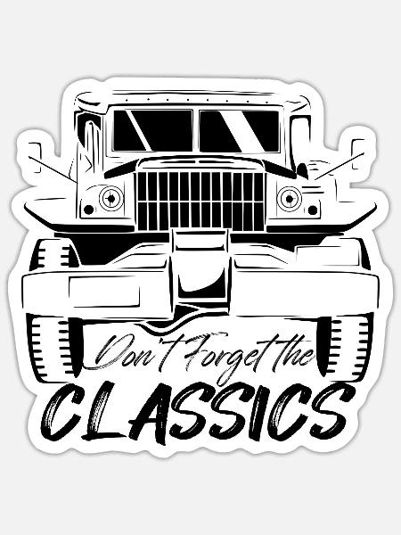 1945 US-MILITÄRLASTWAGEN - Sticker Größe S (10 x 10 cm) - Mattweiß