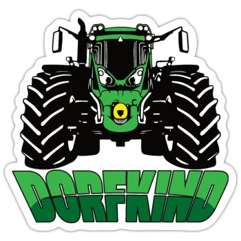 Dorfkind - Trecker, Traktor, Landwirtschaft, Agrar - Sticker Größe S (10 x 10 cm) - Mattweiß - Vorne