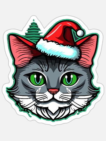 Atemberaubendes Weihnachtskätzchen-Design, das beste Weihnachtsgeschenk - Sticker Größe S (10 x 10 cm) - Mattweiß