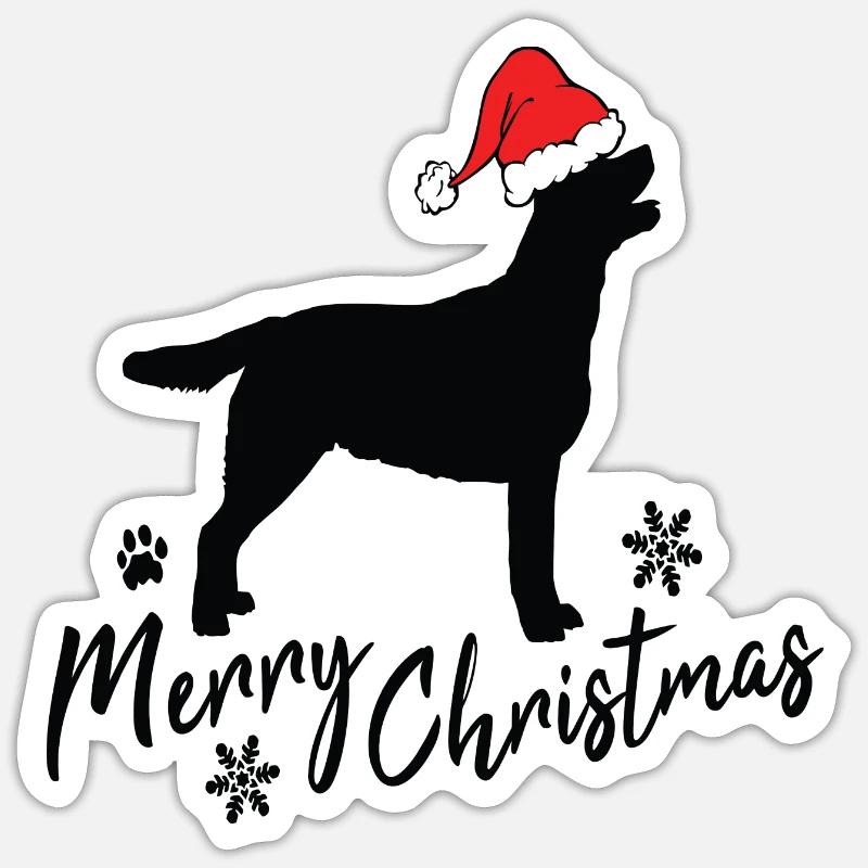 Joyeux Noël Labrador - Sticker taille S (10 x 10 cm) - blanc mat