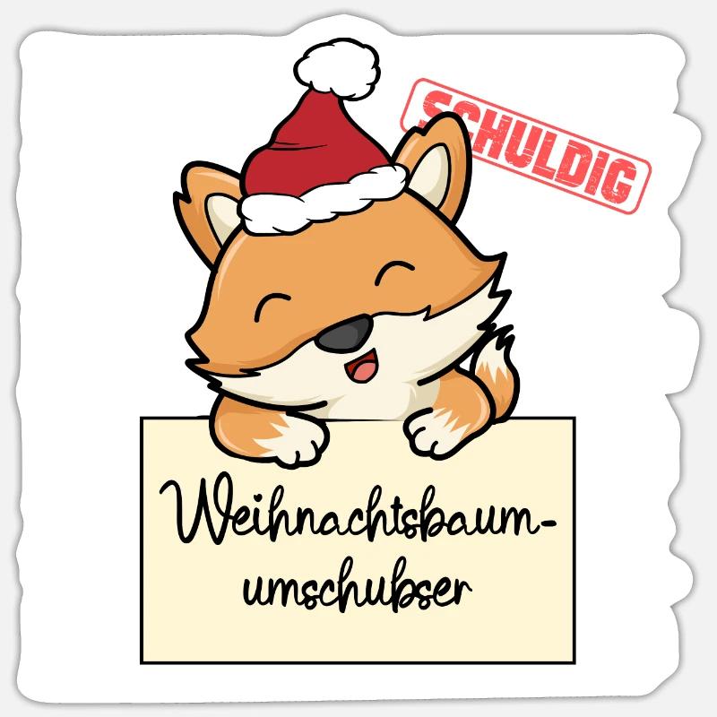 Weihnachtsbaum Umschubser Fuchs - Sticker Größe S (10 x 10 cm) - Mattweiß