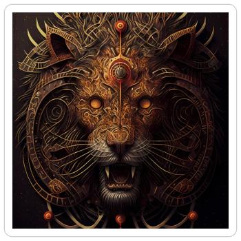 Dark Fantasy Lion Version 4 - Sticker size S (10 x 10 cm) - white matte - Front