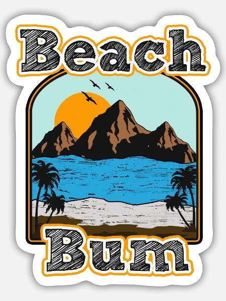 Strand Bum - Sticker Größe S (10 x 10 cm) - Mattweiß
