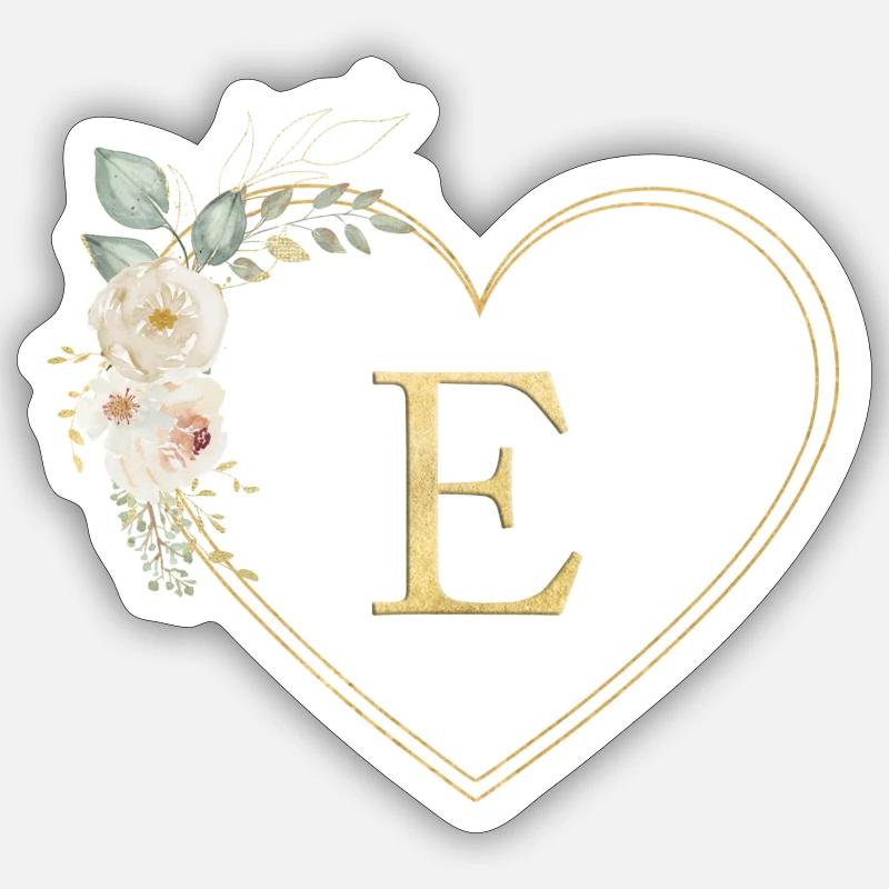 Customizable heart Monogram E - Sticker size S (10 x 10 cm) - white matte