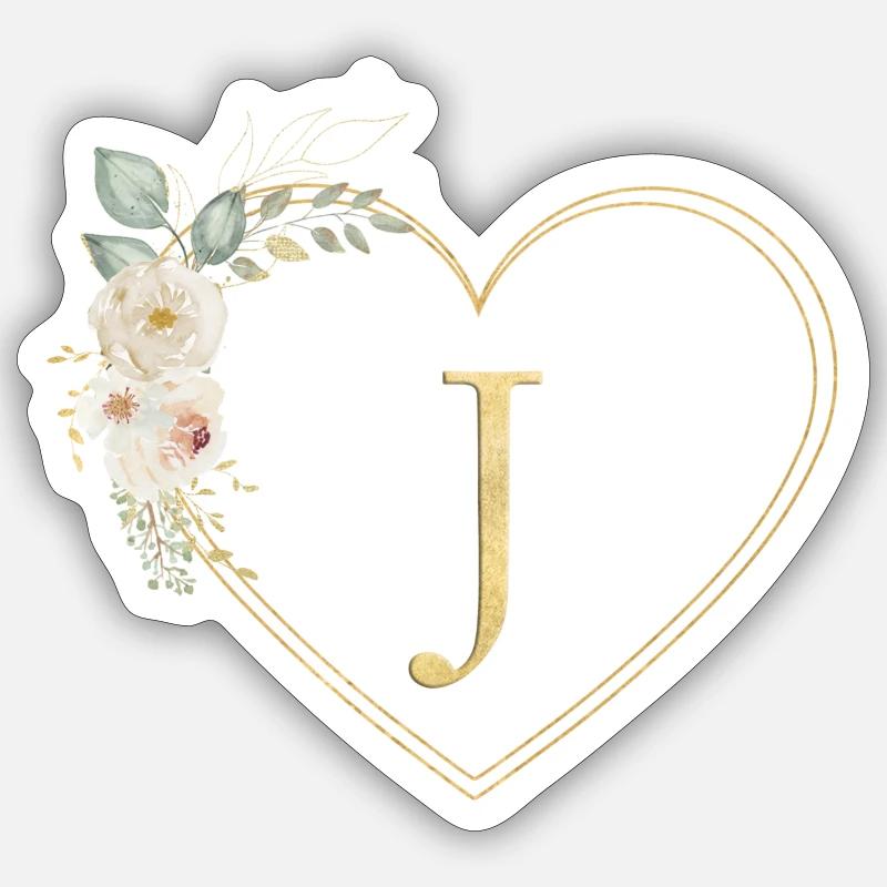 Customizable heart monogram J - Sticker size S (10 x 10 cm) - white matte