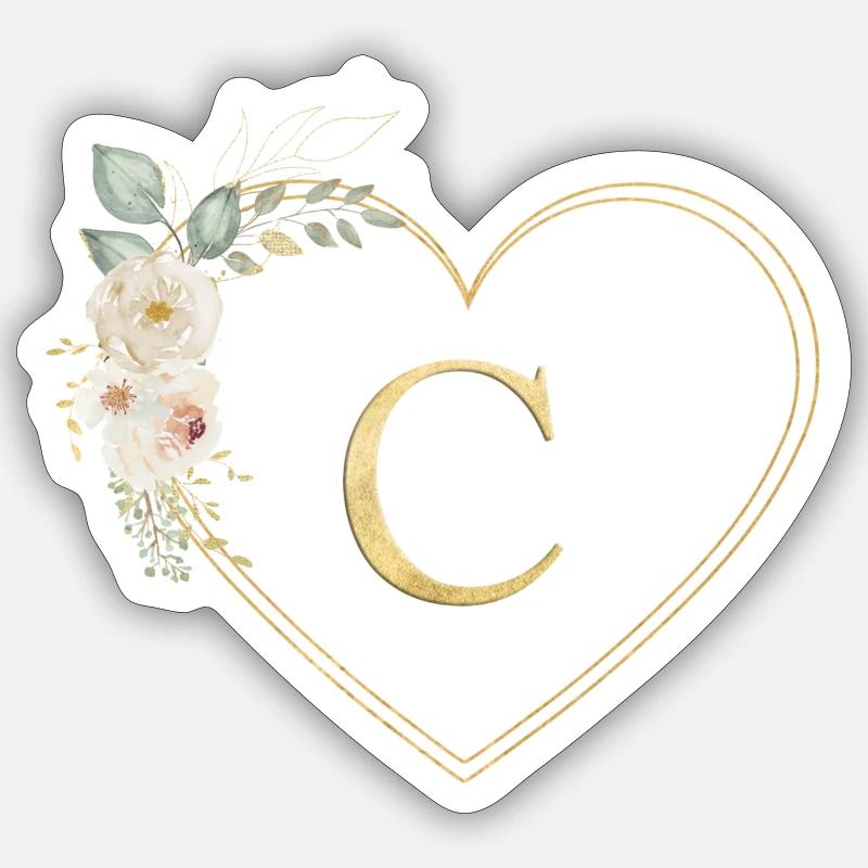 Customizable heart monogram C - Sticker size S (10 x 10 cm) - white matte