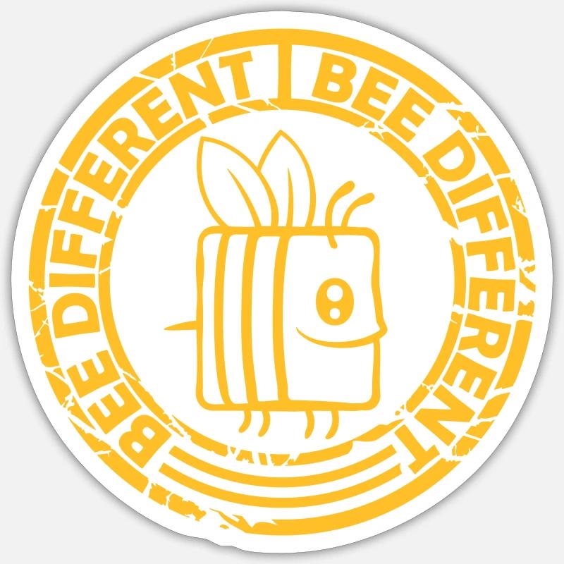 bee different Spruch Zitat - Sticker Größe S (10 x 10 cm) - Mattweiß