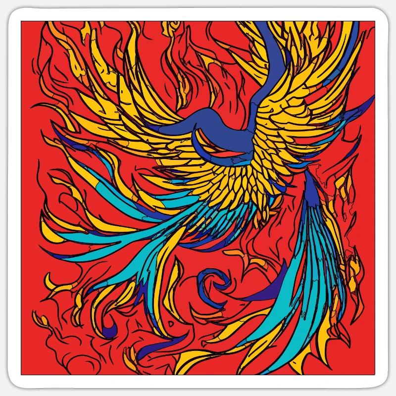 Illustration eines Phönix, Vektorstil - Sticker Größe S (10 x 10 cm) - Mattweiß