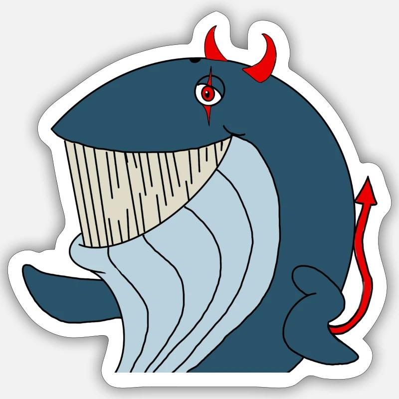 Devil Whale Sticker Größe S (10 x 10 cm)