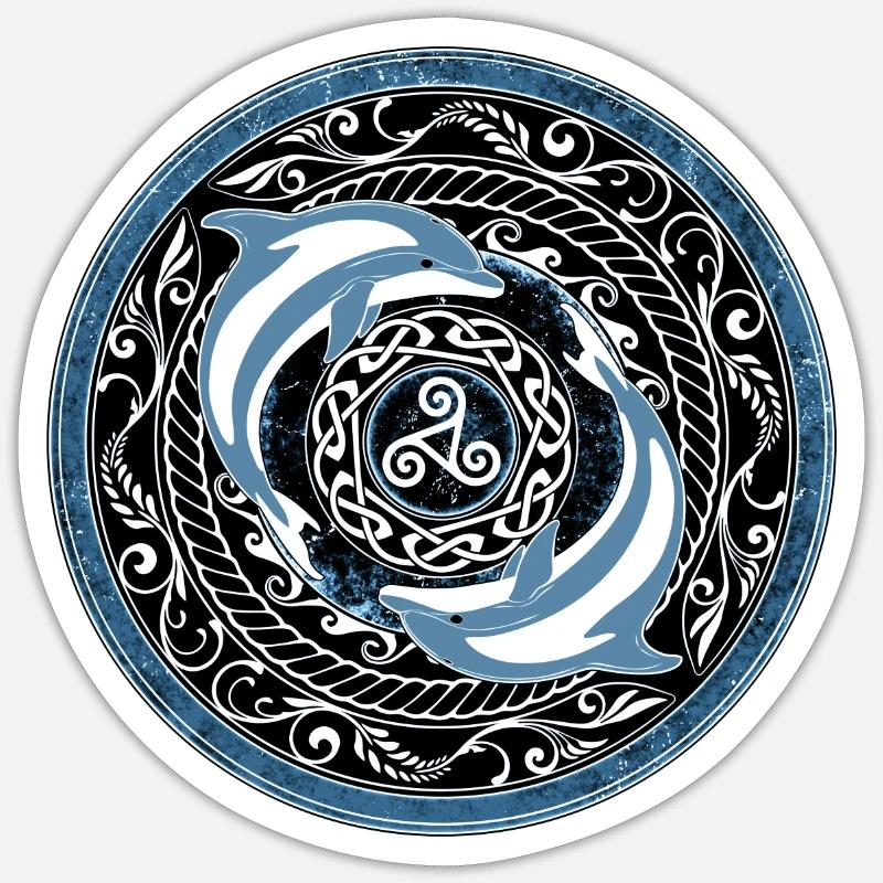 Delfini celtici - Sticker formato S (10 x 10 cm) - bianco opaco