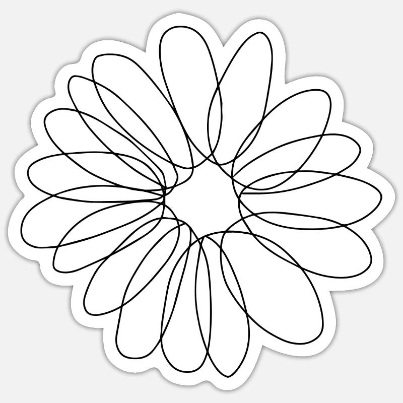 Gänseblümchenblume, Gänseblümchen einzeilige Kunst Sticker Größe S (10 x 10 cm)