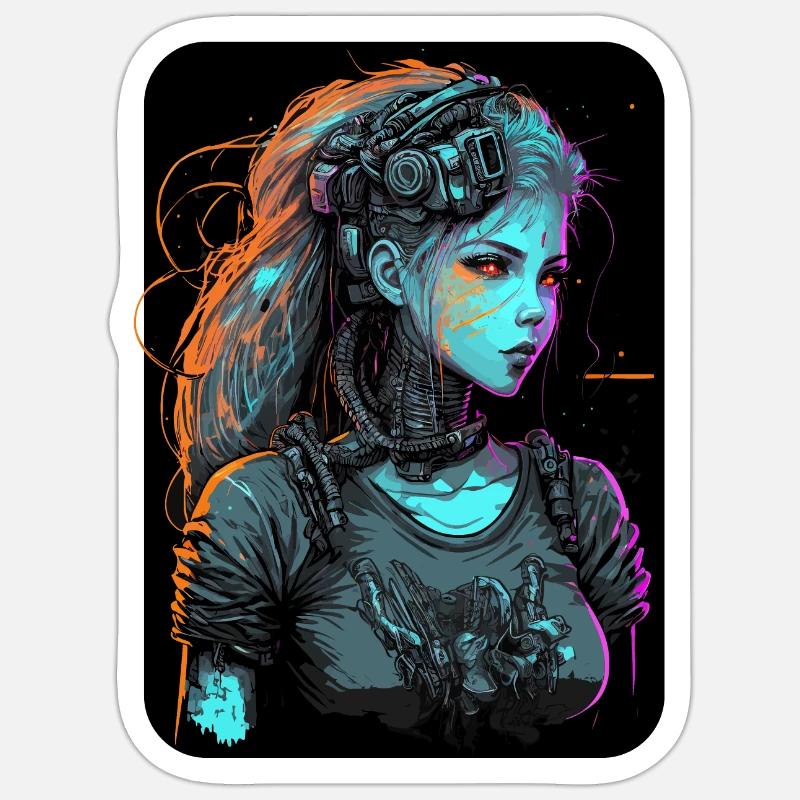 Wunderbare Illustration eines schönen Mädchens - Sticker Größe S (10 x 10 cm) - Mattweiß