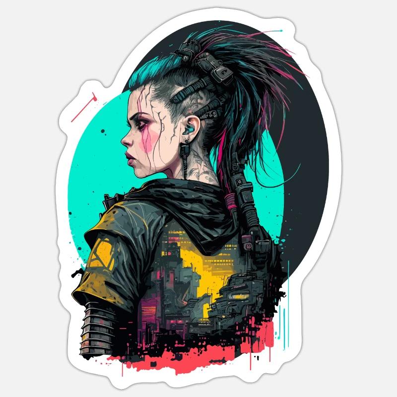 Wunderbare Illustration eines schönen Mädchens Sticker Größe S (10 x 10 cm)
