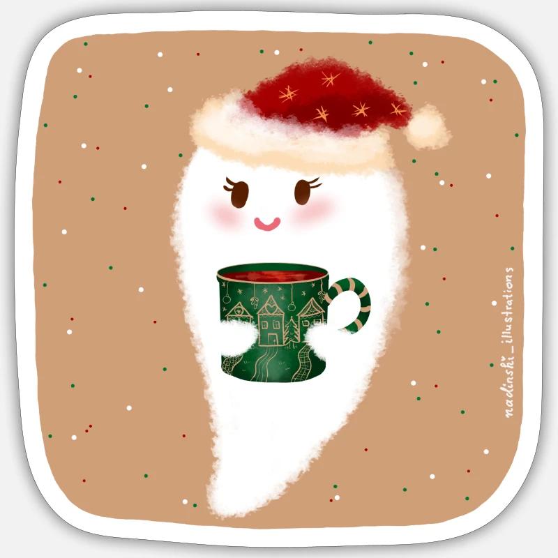 Weihnachtsgeist - Sticker Größe S (10 x 10 cm) - Mattweiß