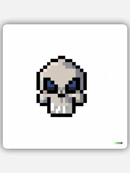 skull pixelart - Sticker Größe S (10 x 10 cm) - Mattweiß