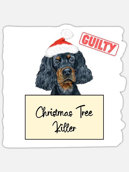 Weihnachtsbaum Umschubser Gordon Setter - Sticker Größe S (10 x 10 cm) - Mattweiß