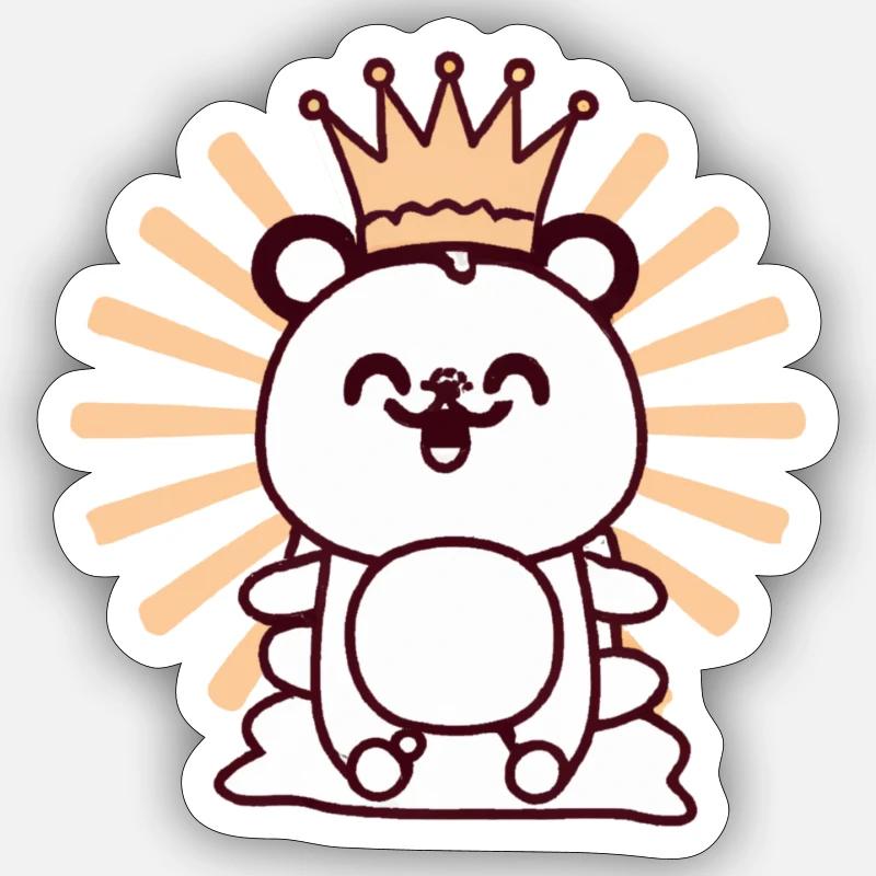 Le roi Teddy l’ours - Sticker taille S (10 x 10 cm) - blanc mat